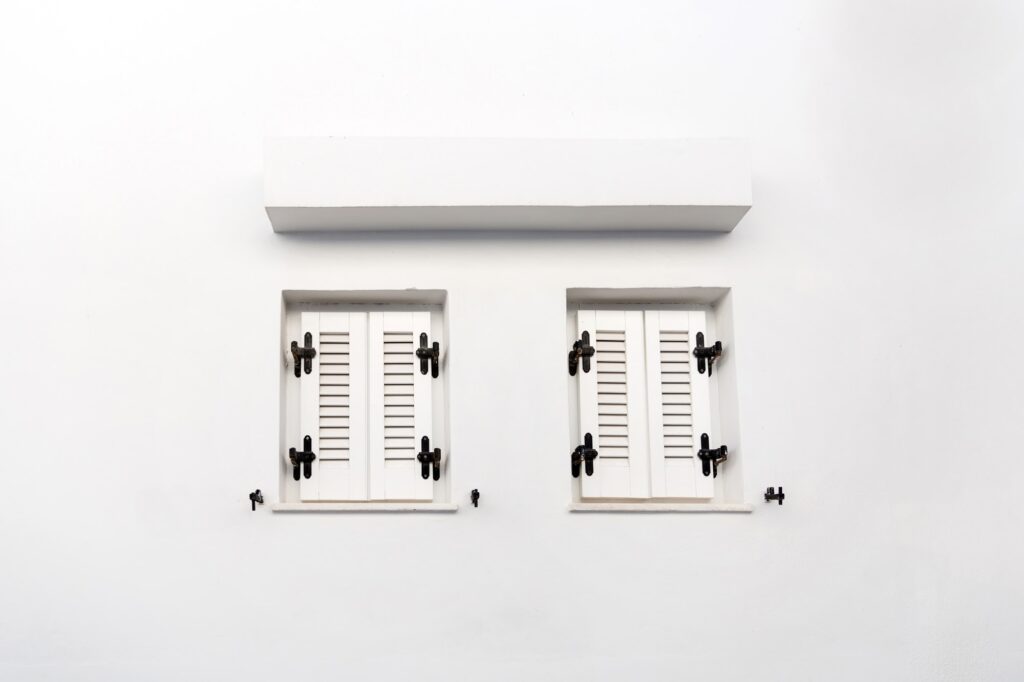 Windows with closed shutters
